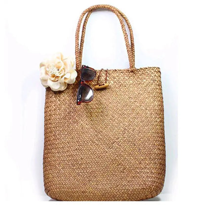 Knitted Straw Bag For Women Tote Summer Bohemia Women's Handbags Solid Shoulder Beach Bag Shopping