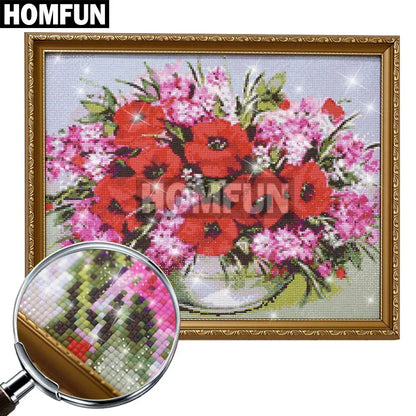 HOMFUN 5D Diamond Painting Full Drill Diamond Embroidery "Flowers And Bicycles" Picture Of Rhinestone Handmade Home Decor