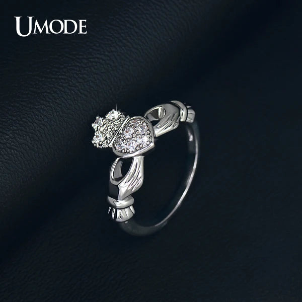 UMODE Love Heart Design Crown Hand Heart Clah-Duh Claddagh Rings For Women Christmas Gift Anel Fashion Bague UR0127