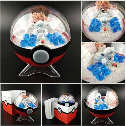 Anime Pokemon Ball Figures Pikachu Pokeball Bulbasaur Handcraft DIY Figures With LED Model Toys Brinquedos Christmas Model Toy