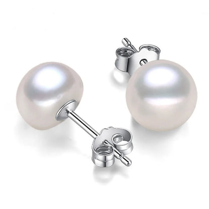 925 Sterling Silver Stud Pearl Earring 7-8mm High Luster White Pink Blue Pearl Earrings for Valentine's day Mother's Day Gift