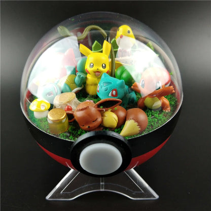 Anime Pokemon Ball Figures Pikachu Pokeball Bulbasaur Handcraft DIY Figures With LED Model Toys Brinquedos Christmas Model Toy