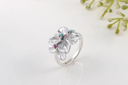 AENINE Exquisite Trendy Colorful Flower Ring with AAA Rhinestone Fashion Jewelry for Women Best Christmas Gift L2010228290