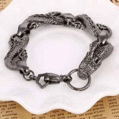 Black Fire Dragon Beads Bracelets Men Vintage Halloween Jewelry Alloy Metal Bracelets&Bangles Homme Drop Shipping