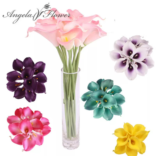 11Pcs Artificial Decorative Flowers Pu Real Touch 15 Colors Mini Calla Lily Wedding Party Home Table Christmas Decor Photo Props