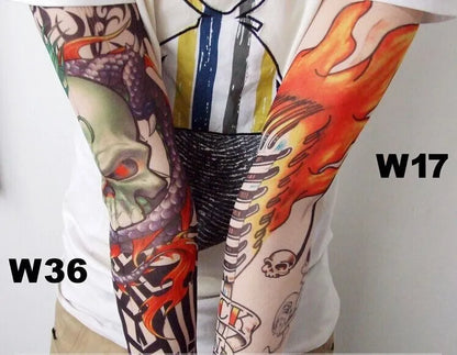 1pc hot sale tattoo sleeve  styles elastic Fake 100%nylon Arm stocking beloved girl Buddha Wolf Dragon design halloween cool men