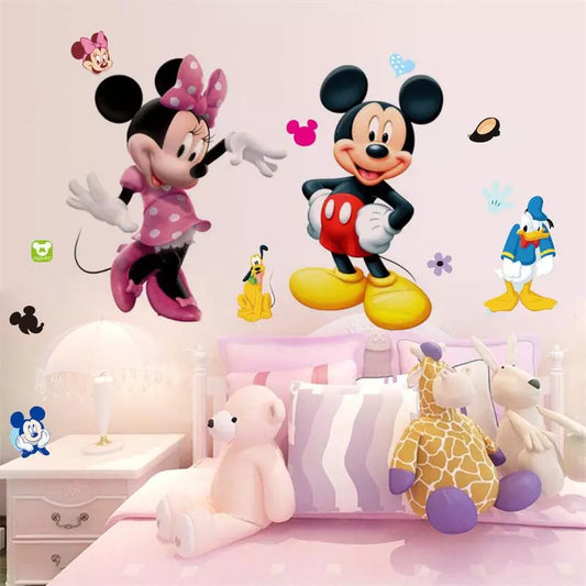 Mickey Mouse Wall Stickers Sticker Decorative Kids Boys Girls DIY Bedroom Wall Decor Decal Home Art Mural Wallpaper