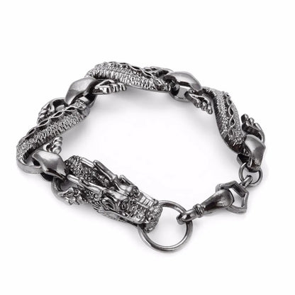 Black Fire Dragon Beads Bracelets Men Vintage Halloween Jewelry Alloy Metal Bracelets&Bangles Homme Drop Shipping