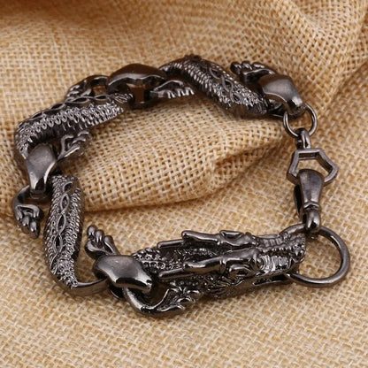 Black Fire Dragon Beads Bracelets Men Vintage Halloween Jewelry Alloy Metal Bracelets&Bangles Homme Drop Shipping