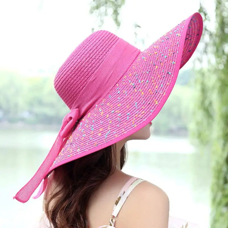 jiangxihuitian 2018 Summer Women's beach hats Caps Foldable Chiffon Floppy Sun Hats Casual Ladies sombreros bowknot hat Ladies