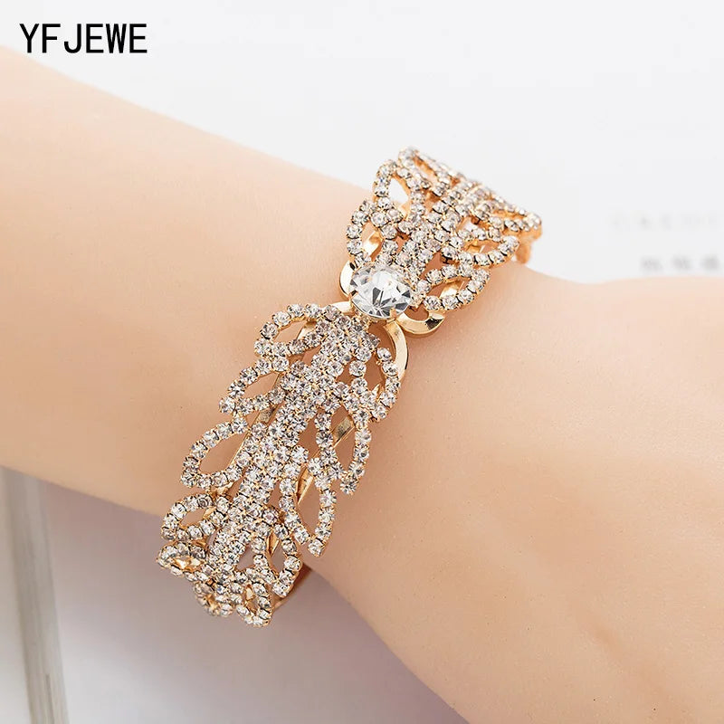 YFJEWE New Crystal Retro Texture Punk Bracelet Women's Jewelry Premium Bracelet Bride Love Jewelry Bracelet Wedding Gift B166