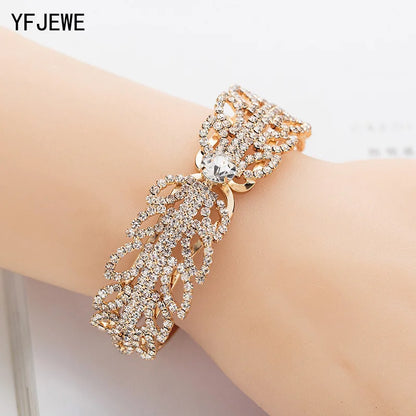 YFJEWE New Crystal Retro Texture Punk Bracelet Women's Jewelry Premium Bracelet Bride Love Jewelry Bracelet Wedding Gift B166