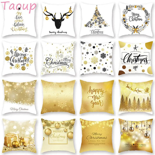 Taoup Gold Merry ChristmasTree Elk Garland Pillowcase Xmas Decor for Home Decor for Christmas Ornaments Xmas Noel New Year Gifts