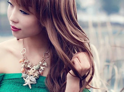 Best Selling Starfish Jewellery sets Charms Imitation Pearl Shell Necklace earrings Boho Gold Color Bracelet Beach Jewelry Set