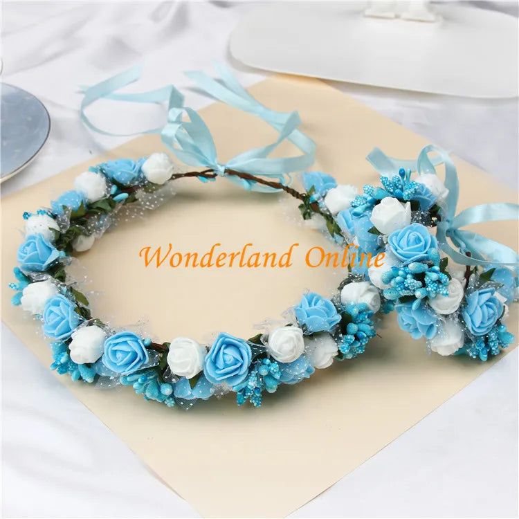 6Colors Women Beach Headband Floral Hair Lady Girls Bride Boho Flower Headband Floral Head Wreath Garlands Bohemia Beach Flower