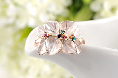 AENINE Exquisite Trendy Colorful Flower Ring with AAA Rhinestone Fashion Jewelry for Women Best Christmas Gift L2010228290