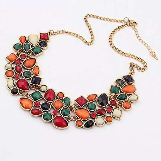 MINHIN New Popular Multicolor Big Pendant Clavicle Chain Necklace Women's Delicate Banquet Jewelry