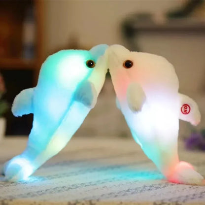 1pc 32cm Cute Creative Luminous Plush Toy Dolphin Doll Glowing LED Light Animal Toys Colorful Doll Pillow Children's Lovely Gift