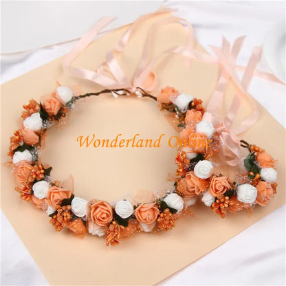 6Colors Women Beach Headband Floral Hair Lady Girls Bride Boho Flower Headband Floral Head Wreath Garlands Bohemia Beach Flower