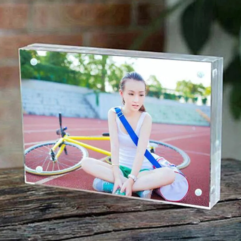 Christmas Gift 1 set Acrylic Clear Rectangle Magnet Photo Frame Sheet Europe Simple Fashion Picture Frame Plastic PMMA