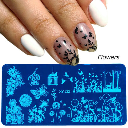 New Nail Art Stamping Plates Stencils Lace Flowers Beauty Stamp Polish Printing Halloween Nail Art Templates Manicure TRXYJ17-32