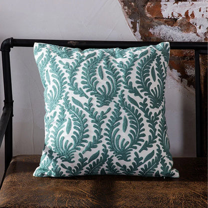 Home Decor Emboridered Cushion Cover Blue Geometric Canvas Cotton Suqare Embroidery Pillow Cover 45x45cm