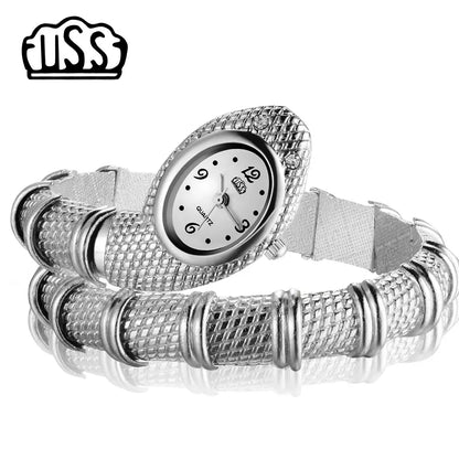 New CUSSI Snake Shaped Watch Fashion Luuxry Bracelet Watch Unique Design Women Dress Wristwatches Girl Relogio Feminino