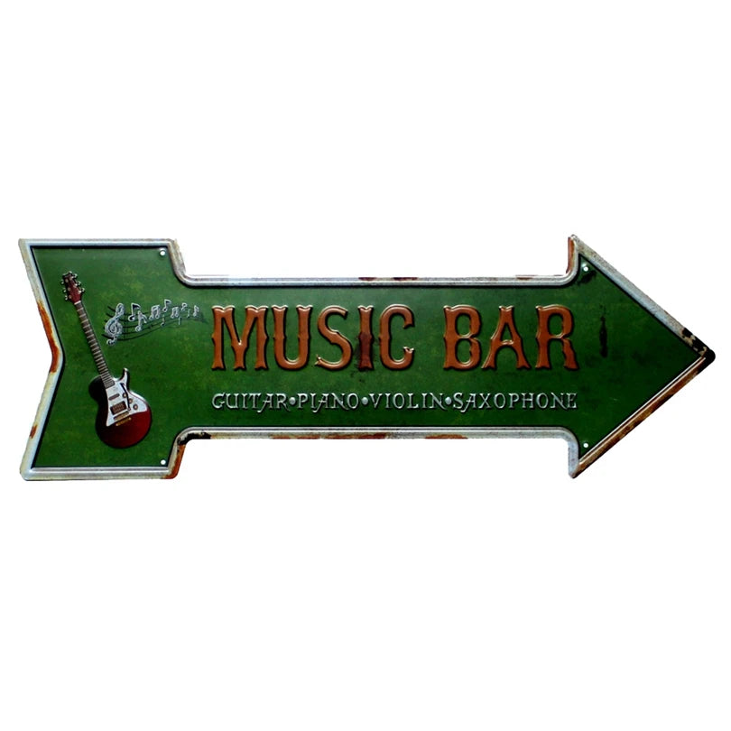 Restaurant Beach  Beer Bar Coffee Arrow Metal Irregular Tin Signs  Advertising Board Wall Pub Home Art Decor 42X10CM U-13