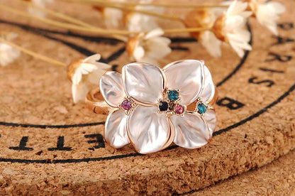 AENINE Exquisite Trendy Colorful Flower Ring with AAA Rhinestone Fashion Jewelry for Women Best Christmas Gift L2010228290