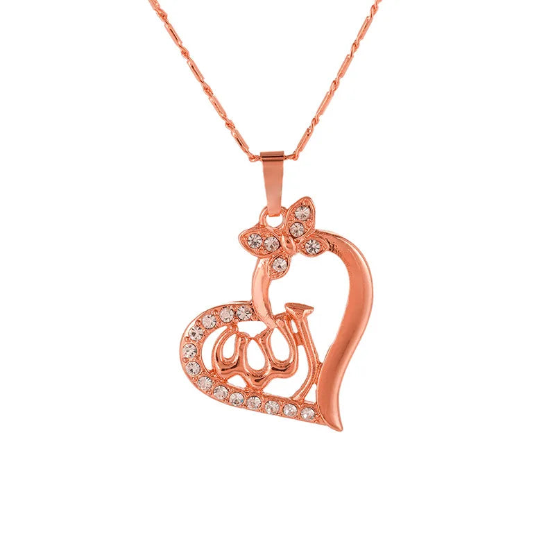 Fooderwerk Jewelry Middle Eastern Muslim Islam Allah Pendant Lady Heart Shaped Necklace Irish Women's Jewelry