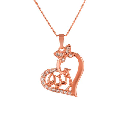 Fooderwerk Jewelry Middle Eastern Muslim Islam Allah Pendant Lady Heart Shaped Necklace Irish Women's Jewelry