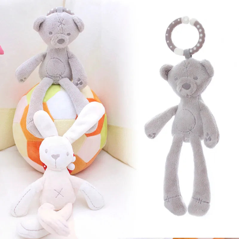 cute Baby Crib Stroller Toy Rabbit Bunny Bear Soft Plush infant Doll Mobile Bed Pram kid Animal Hanging Ring Ring Color Random