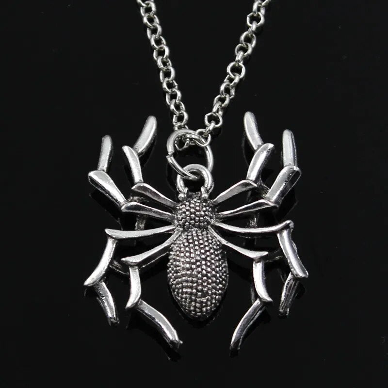 New Fashion Spider Halloween Pendants Round Cross Chain Short Long Mens Womens Silver Color  Necklace Jewelry Gift