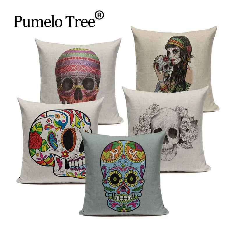 Halloween skull Cushion Cover Car Throw Pillow Cover 18x18 inches Pillowcase Home Decor Custom Fashion Linen