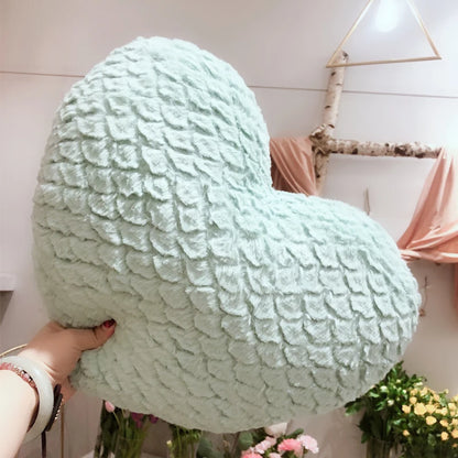 DUNXDECO Pillow Heart Shape Cushion Romantic Fresh Macaroon Umbrella Carved Stuffed Plush Fleece Doll Love Present Seat Cushion