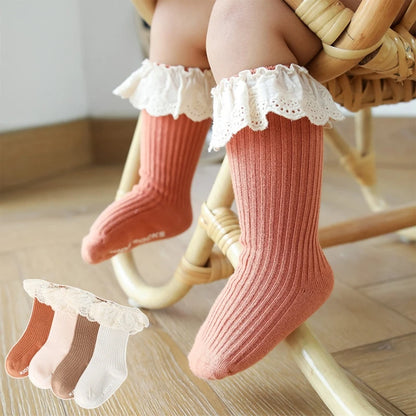 Baby Socks New Kids Toddlers Girls Knee High Long Soft Cotton Lace Baby Children Socks Baby Girl Socks 0 To 3 Years Fall Clothes