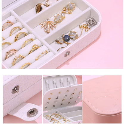 2022 Portable Jewelry Box Jewelry Organizer Display Travel Jewelry Case Boxes Button Leather Storage Zipper Jewelers Joyero