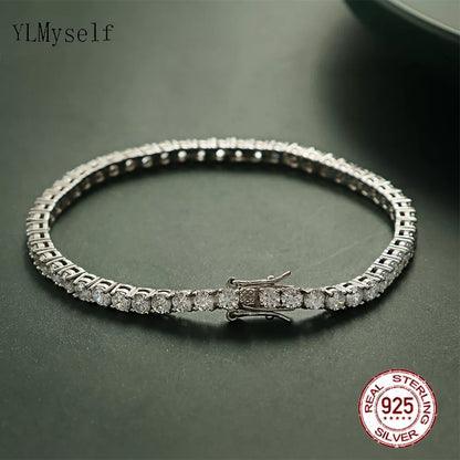 Pure Silver Of 16-20.5CM Tennis Bracelet Jewelry 2-4mm 5A CZ Eternal Gift For Wife Stunning Real 925 Jewellery