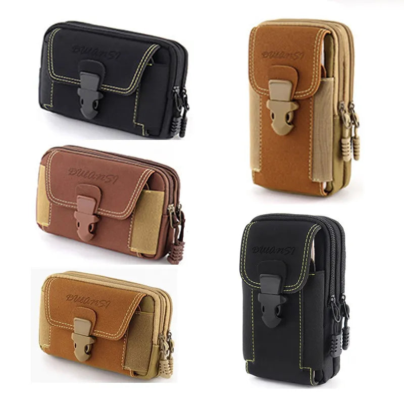 Universal 7'' Waterproof Multifunctional Canvas Mobile Phone Bag Outdoor Traval Bag for Men Man Waist Belt Phone Pouch Holder