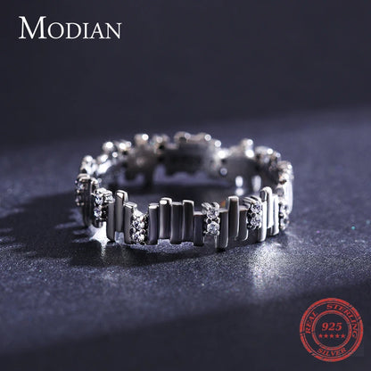 Modian Silver Rings Irregular Geometric Line Art Finger Rings for Women Genuine 925 Sterling Silver Fine Jewelry 2024