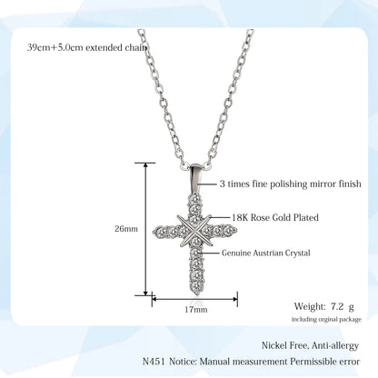 N451 N452 Cross Jesus Christ Necklaces Rose Gold Color Fashion Pendant Jewelry Cubic Zirconia Crystal Christmas HotSale