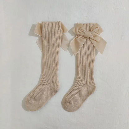 Baby Knee High Socks Winter Autumn Kids Cotton Big Bow Christmas Sock Solid Leg Warmers Girls Toddler Long Socks For 0-5Years