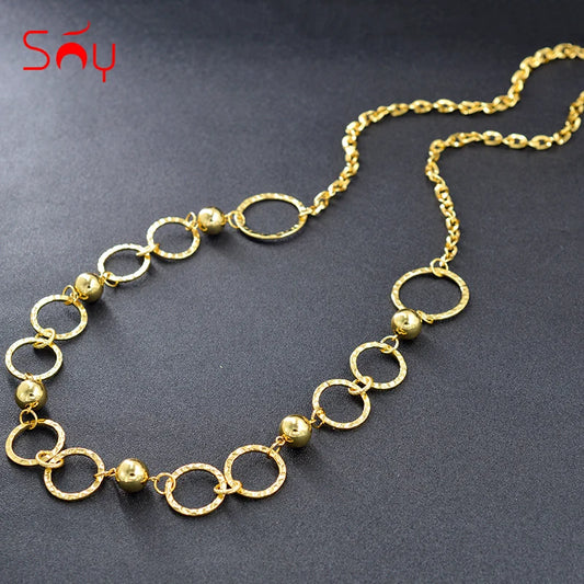 Sunny Jewelry Fashion Jewelry 2021 Round Ball Necklace Long Chain Women's  Jewelry High Quality  For Daily Wear Gift Anniversary