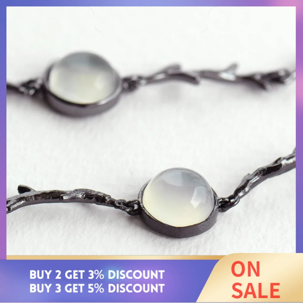 Thaya Moonstone Branch Bracelet s925 Silver Twilight Thin Chain Dainty Gemstone Bracelets Handmade for Women Ladies Jewelry Gift