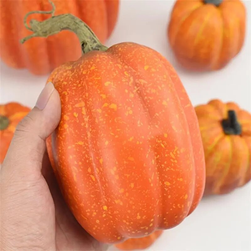 7PCS Simulation Pumpkin Model Artificial Pumpkin Decoration For Thanksgiving Halloween Foam Fake Pumpkins Vegetable Decor Craft