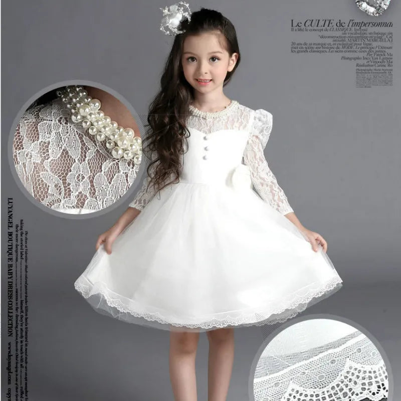 Princess Girls Lace Flower Wedding Party Dresses Children Kids Elegant Ball Gown Dress Vestidos Baby Christmas Children Clothing