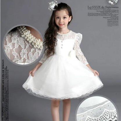 Princess Girls Lace Flower Wedding Party Dresses Children Kids Elegant Ball Gown Dress Vestidos Baby Christmas Children Clothing