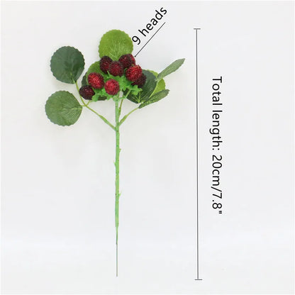 Free Shipping 9 Heads Artificial Strawberry Fruit Christmas Berry Potted Plants Home Garden Wedding Balcony Ornament Photo Props