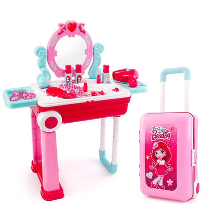 19Pcs Girls Makeup Set Kids Rings Lipstick Jewelry Accessories Cosmetics Box Role Playing Game Non-toxic Toys for Children's