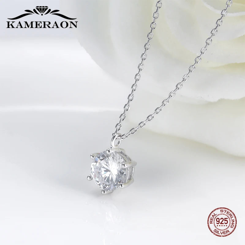 Kameraon 2020 New 925 Sterling Silver Pendants Necklace For Women's Jewelry Lab Diamond metal Gold/Silver Necklace Wedding